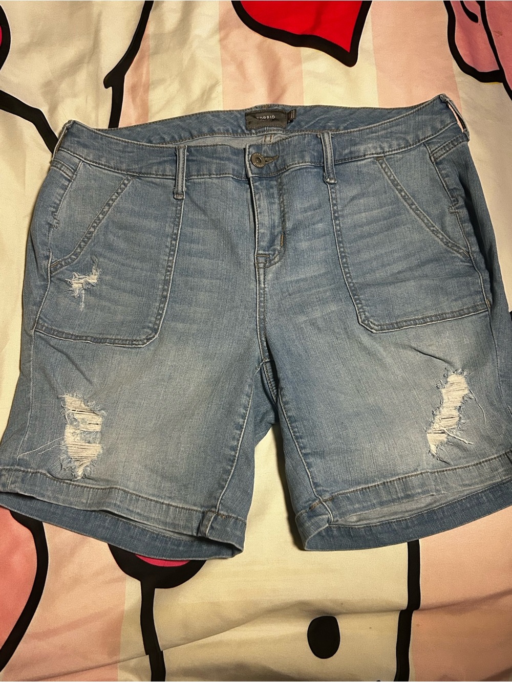 torrid Light Wash Distressed Jean Shorts